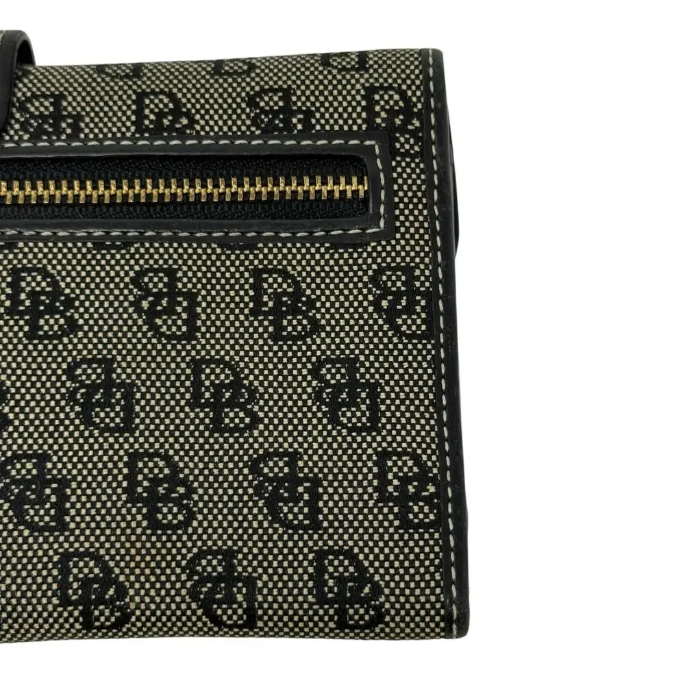Vintage Dooney & Bourke Black DB Monogram Logo Lock Wallet‎ Organizer Clutch